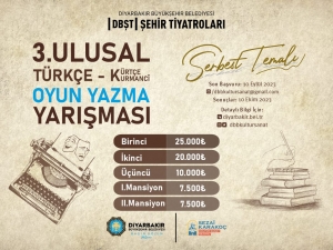 Şehir Tiyatrosundan 3. Ulusal Türkçe-Kürtçe Oyun Yazma Yarışması