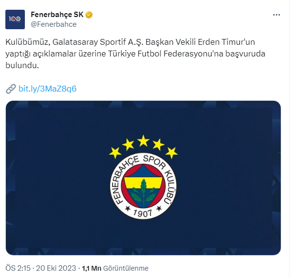 Fenerbahçe’den Erden Timur’un söyledikleri soruşturulsun başvurusu