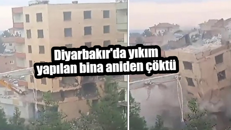 Diyarbakır’da hasarlı bina yıkım esnasında aniden çöktü