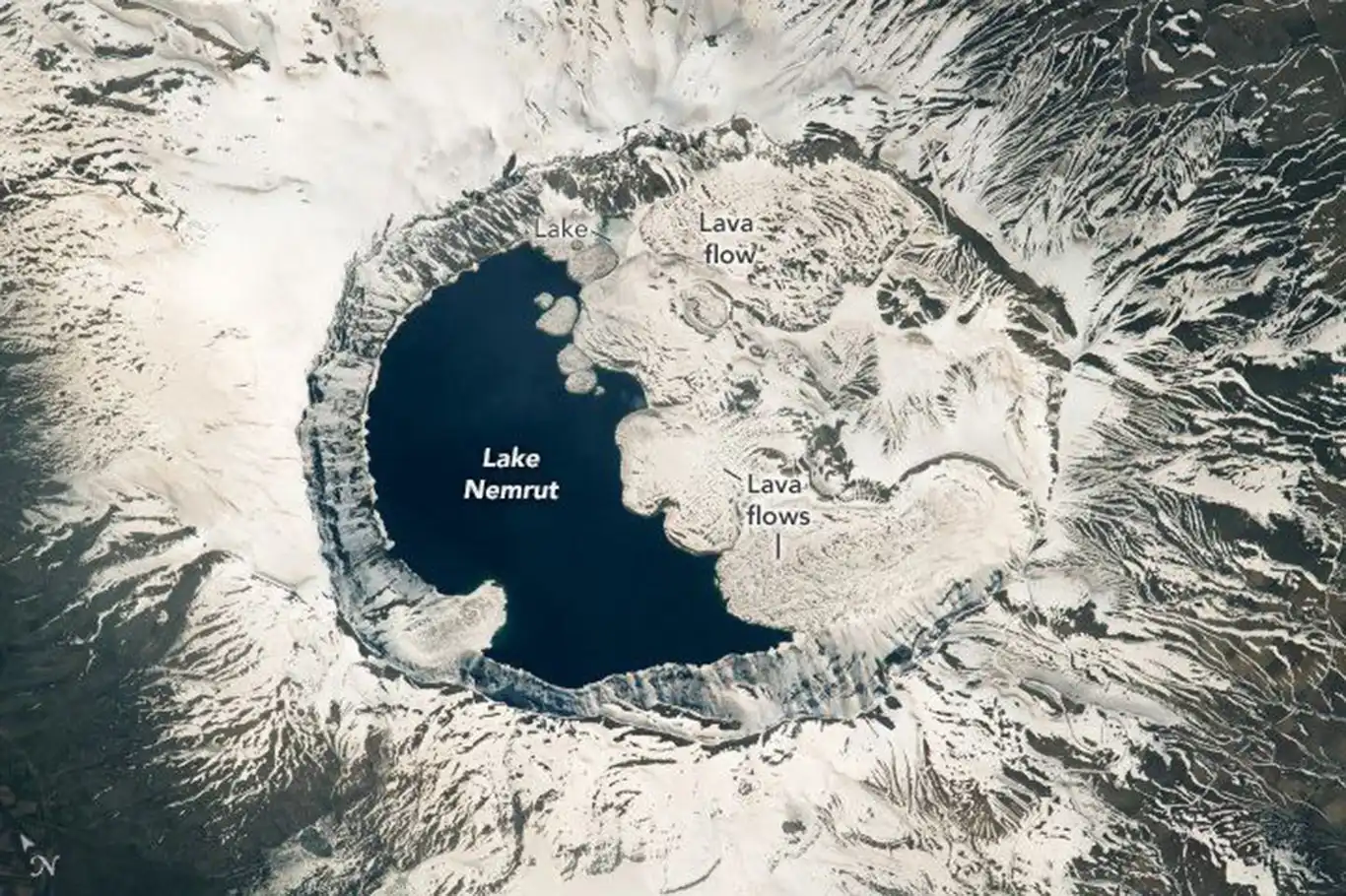 Nemrut Krater Gölü  uzaydan fotoğraflandı