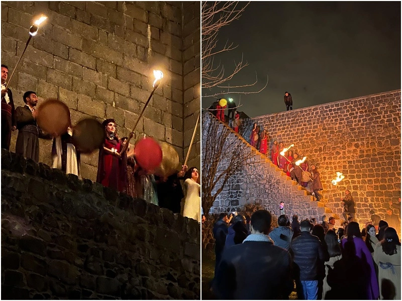 Diyarbakır surlarında meşaleli Nevroz kutlaması yapıldı