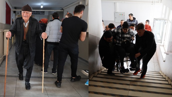 Diyarbakır’da kimi tekerlekli sandalyesiyle kimi de bastonuyla sandığa gitti